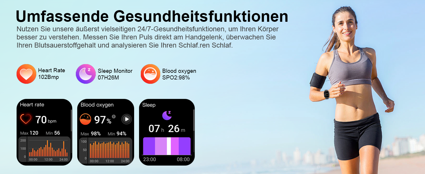 schrittzähler uhr gesundheitsuhr damen smartwatch fitnesstracker